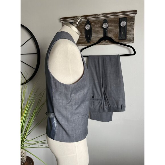 Express Men's Gray Wool Blend Vest & Pant Suit Set Size 32X32 - Picture 2 of 11